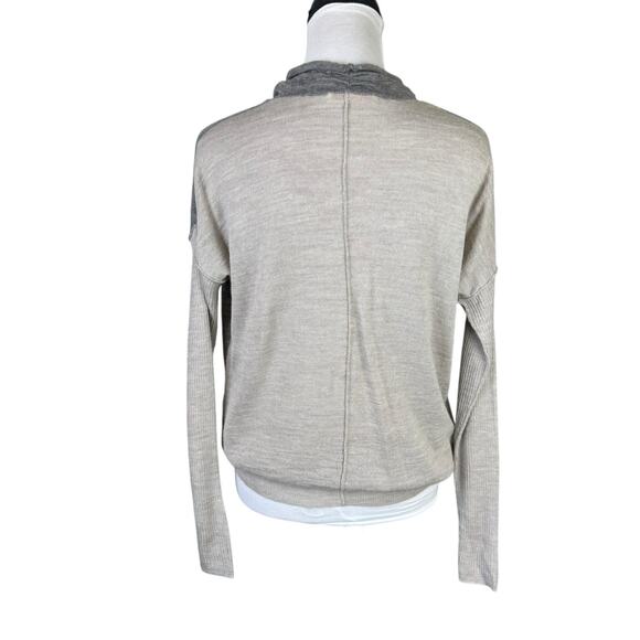 Rebecca Taylor Two Tone Gray Alpaca Wool Blend Cowl Neck Long Sleeve Sweater - Picture 2 of 12